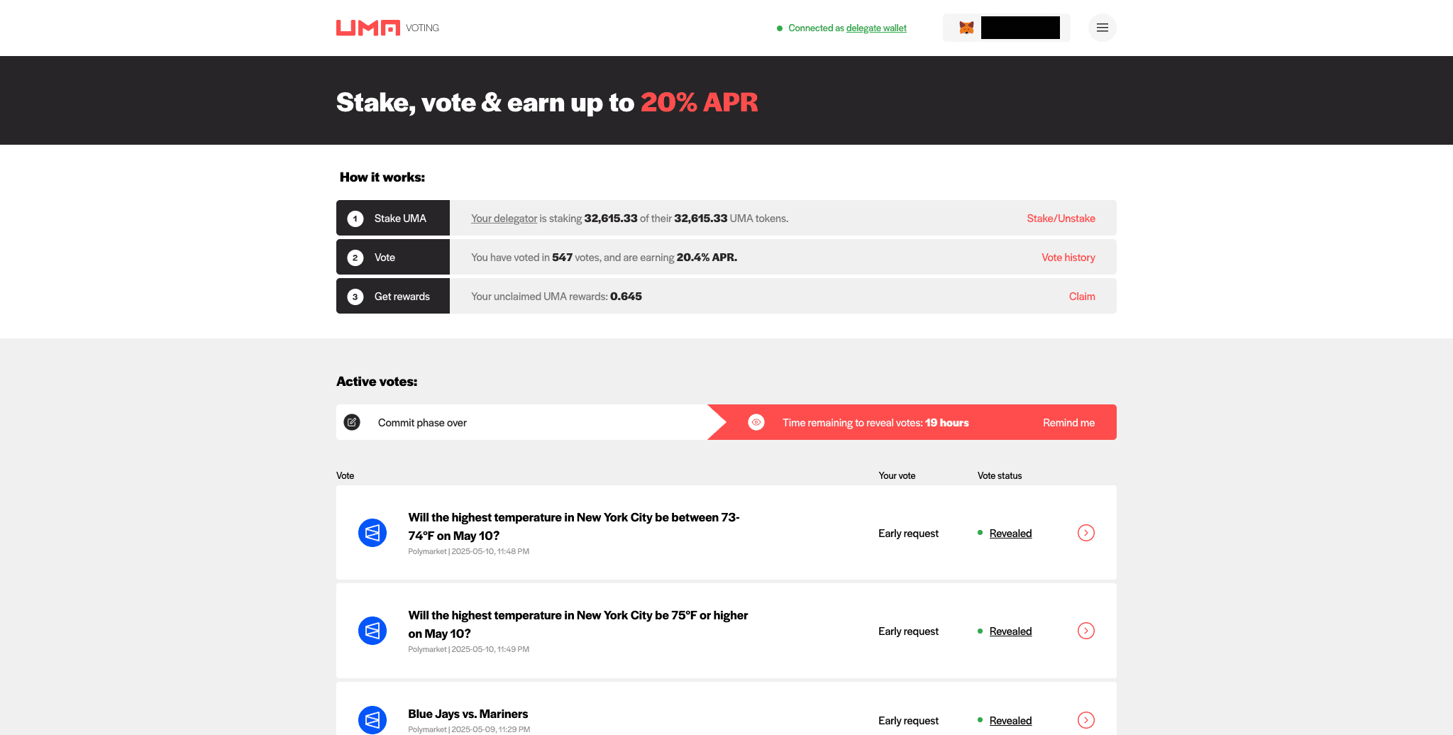 You can vote on disputes via the Voter dApp.